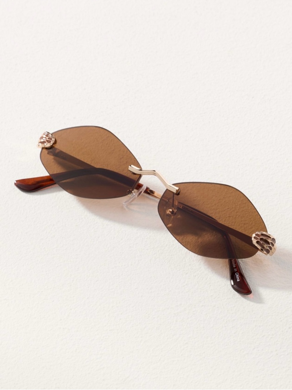 Anthropologie I- SEE frameless Brown Lens Women's Sunglasses with Gold Accents
